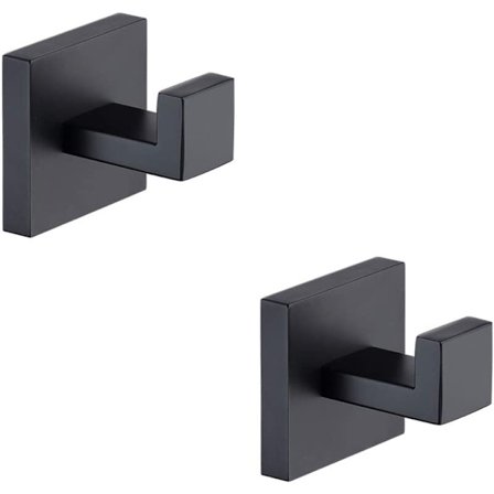 Set med 2 Matta Svarta Badhanddukskrokar, Rostfritt Stål Kapp- och Klädkrokar, Tunga Väggmonterade för Badrum och Kök