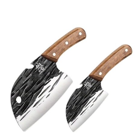 2 stykker Premium Smedet Køkken Kniv Sæt - Perfekt til Kokke, Fisk, Kød, Frugt & Grøntsager Udskæring