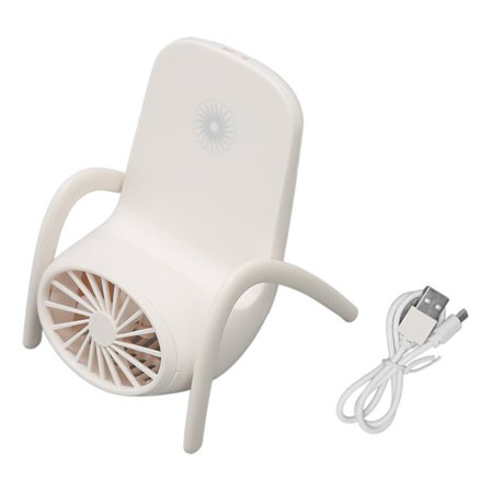 Justerbar 3-trinns USB-oppladbar Mini Telefonstativ Vifte med LED-lys for Utendørs Reiser Hvit