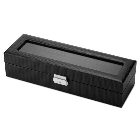 Mini Black Faux Leather Watch Box - 6 Watches for Men - Watch boxes