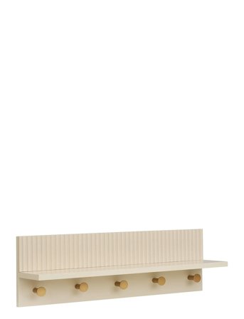 House Nordic Randi - Wall Shelf With Hooks, Beige, 50X12X16 Cm - Cream - 12X50X16CM