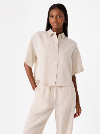 MATCH - Diondra linskjorte - Donna - Str. 40 - Dame - Skjorter & Bluser - Beige - 100% Lin