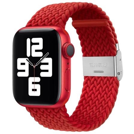 Flätad Solo Loop För Apple Watch ultraband 49mm 45mm-40-41mm-44mm Nylon Elastiskt armband iWatch series 9 8 se 6 7 5 4 3 band Red 07 38mm or 40mm 41MM