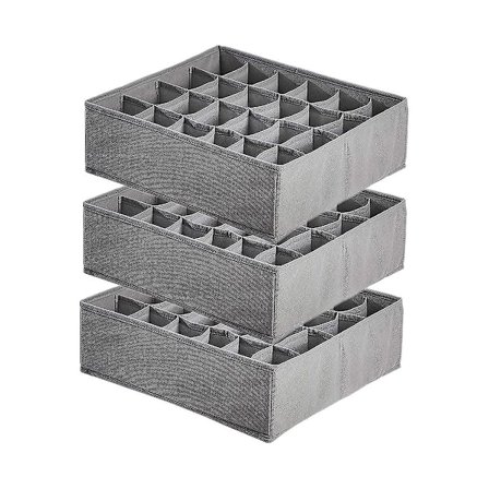 Opbevaringskasser til sokker og småt tilbehør, 24 rum foldbare kasser og skuffeorganiseringssystem til S