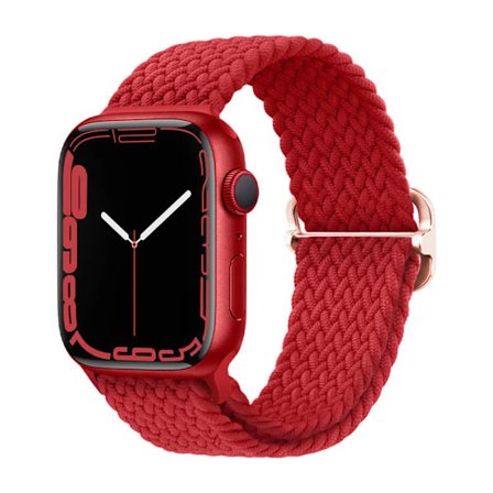 Flätat armband för Apple Watch 44mm 40mm 45mm 41mm 42mm 38mm 49mm Elastiskt Solo Armband iWatch serie 9 se 7 5 6 Ultra2 Band 7.red 7. red
