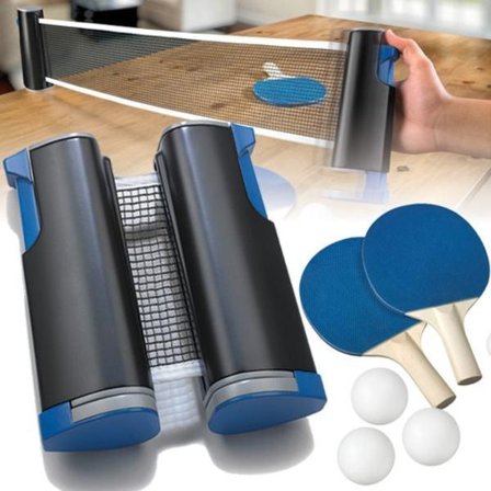 Bordtennissett med uttrekkbart nett som passer alle bord, bærbart pingpongsett [CP]