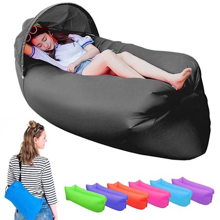 Luftsoffa / LayBag med Solskydd - Uppblåsbar Svart