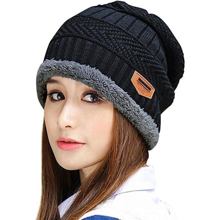 Kvinde Tyk Varm Vinter Hue Hat Slouchy Skully Strik Huer,Bla