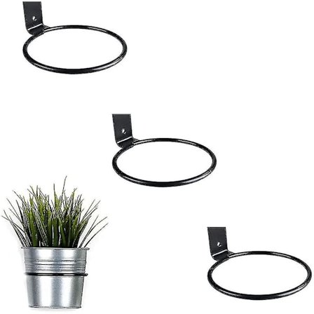 Blomsterpotte veggfeste sett 3 - Hengende jernholder - Svart - Størrelse: 10,2 cm