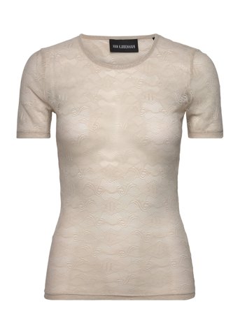 Lace Monogram Short Sleeve Beige HAN Kjøbenhavn