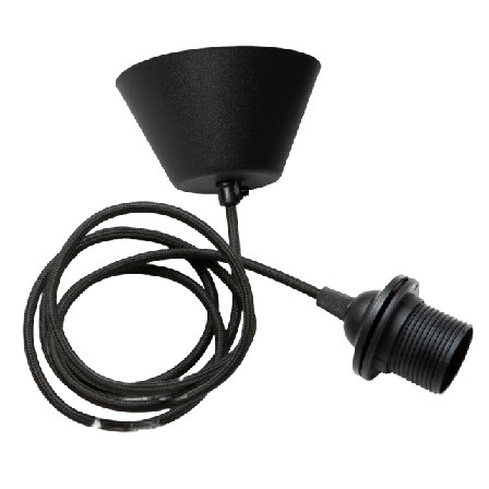 Watt&Veke Textilkabel, Ceiling Cable E27 Belysning Svart 2M