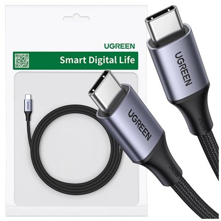 Ugreen US316 USB-C / USB-C-kabel 480 Mb/s 5A 0,5 m - grå