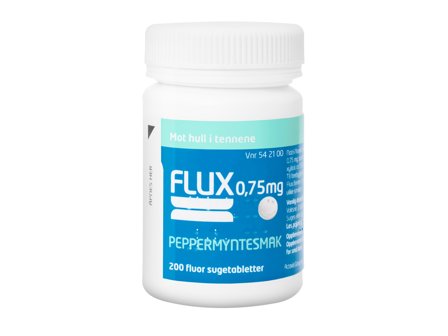 Flux Fluortabletter 0,75mg peppermyntesmak, 200 stk.