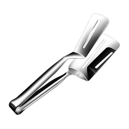 Steak Clips Rustfrit stål, 1 stk, hvidt håndtag, kraftig grillklemme til kød, restaurantkvalitet, sølv (FMY)