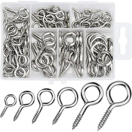 100 st Skruvöglor, 2# 4# 5# 6# 8# 10# Metallskruvhakar Bultar Nickelförkromade