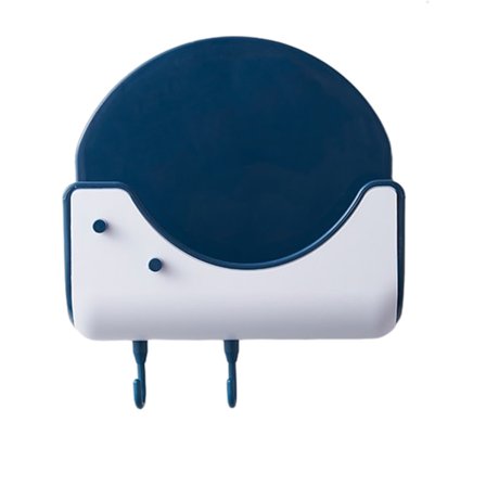 Veggmontert grytelokkstativ med 4 kroker, selvklebende, stansfri grytelokkholder, ABS-materiale, kjøkkengryteoppbevaringsstativ, blå