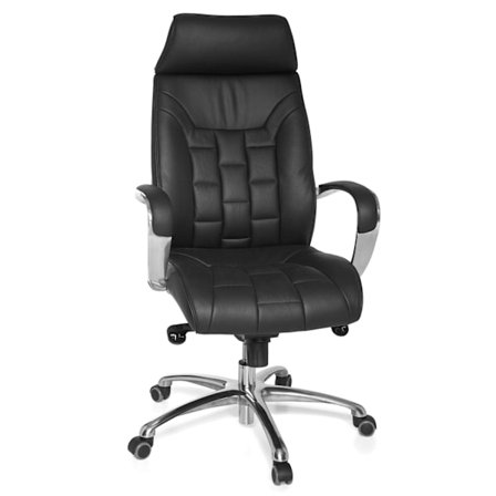 Rootz XXL Executive Chair - Kontorstol - Ægte læder - Højt ryglæn - Lændestøtte - Aluminiumsarmlæn - Krombund - 120 kg Kapacitet - 8 timers siddetid -
