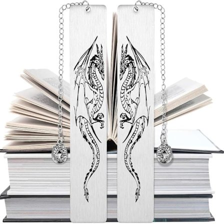 2 st Drak-bokmärke, present till män eller pojkar, coola bokmärken, bokmärken för vuxna och barn, fantastiska presenter till män