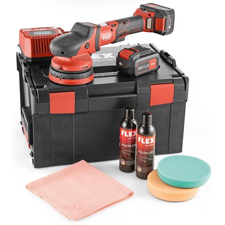 Flex XCE8 125 18.0-EC P-Set Polermaskin med tilbehør, batteri og lader, Maskiner