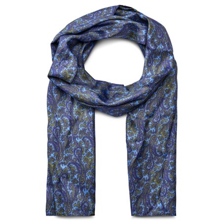 Sciarpa in seta con motivo paisley blu e oro per uomini - Sciarpe estive