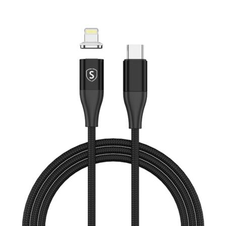 Sign Magnetisk Usb C Lightning Kabel 3a. 1 M Svart Black