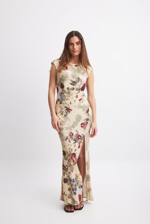 Michaela Wissén x NA-KD Robe longue tissée imprimée à encolure bateau - Robes fleuries - Flower - EU 38