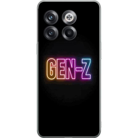 Kompatibel Mobilcover til OnePlus OnePlus 10T Neontekst Gen Z i farverigt lys mod en mørk baggrund i moderne digital stil