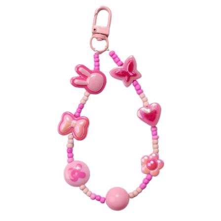 Udsøgt akryl nøglering med farverig perlekæde Praktisk nøgletilbehør og høretelefonbeskytter til dagligt brug Gave