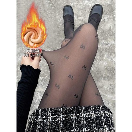 Fleece Tights til Kvinder Varme Vinterstrømpebukser Sexede Gennemsigtige Strømper Termisk Elasticitet Tights Mode Leggings Dame 200G Fleece