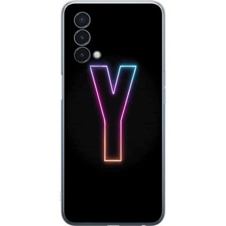 Kompatibelt Mobildeksel til OnePlus OnePlus Nord N200 5G Minimalistisk neonbokstav Y i fargeskiftende lys mot svart bakgrunn