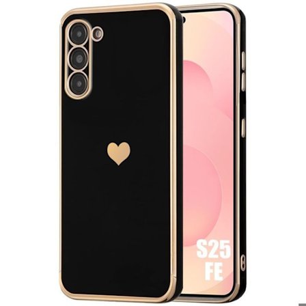 Beskyttelsesskal - BOOLING - til Samsung Galaxy S25 FE - Silikone Hjerte Mønster Ridsefri Blød Sort