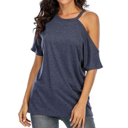 Dam T-shirt Sommar Off Shoulder Kortärmad Blus Lös Topp,