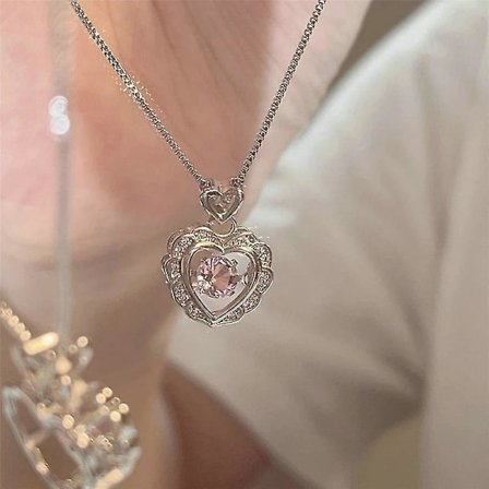 Y2k Cupid Love Rosa Kristall Hjärt Halsband Kvinnor Lätt Lyx En Pil Genom Hjärtat Nyckelben Kedja Alla Hjärtans Dag Gåvor