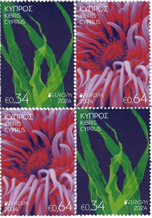Cypern - EUROPA 2024 Undervandsfauna og -flora - Postfrisk sæt 4v