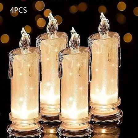 2/4 kpl LED Liekitön Kynttiläsetti - Välkkyvä Paristokäyttöinen, Ihanteellinen Perhejuhliin, Häihin, Syntymäpäiviin, Ystävänpäivään ja Halloweeniin (