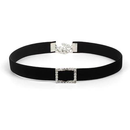 Justerbar rund halskrage i svart fløyel for kvinner og jenter