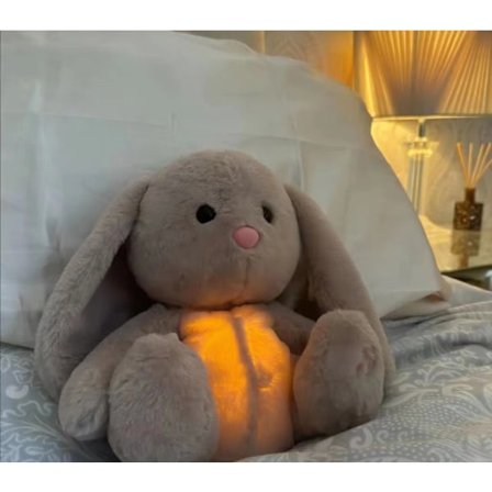 Kanin Plysch Andning och Hjärtatslag, Baby Sov Leksak med Musik Ljus och Andningsrörelse Sömn Hjälp