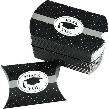 50 stk. Graduerings slikæsker, pudeæsker med tryk af kandidathat, Kraft papirsæske til gaveindpakning, Gradueringsceremoni dekoration