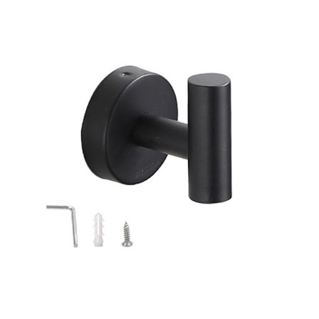 Handdukskrokar, badrumskrokar, badrockskrok i rostfritt stål, sovrum, badrum, kök, vardagsrum, garderob, dörr, klädkrok (1, svart)