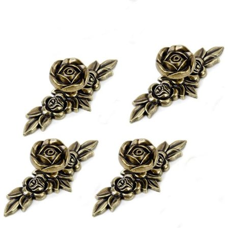 Sett med 4 Euro Rose skap knotter med bakplater, Vintage K