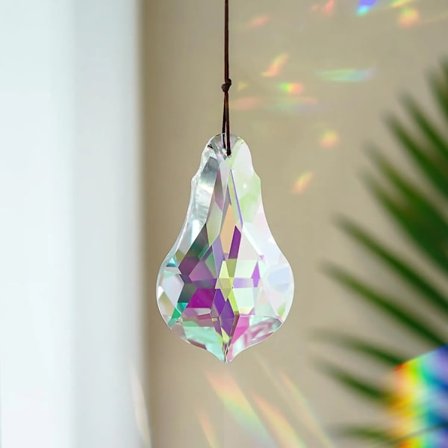 H&D 100mm AB Coating Crystal Prism Suncatcher Window Chandelier Hanging Rainbow Maker Glass Sun Catcher Pendant for Home Garden