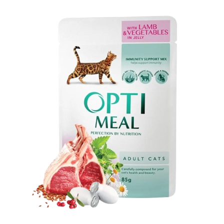 Optimeal - Adult & Senior Lamb & Veggies Våtfôr Til Katt 12 x 85 g - Katt - Kattefôr & kattemat - Våtfôr og våtmat - ZOO.no