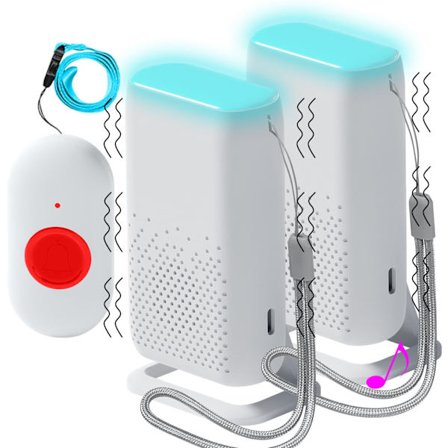 Hjemme Alarm Vibrasjon Trådløs Pasient Person Eldre Personlig Alarmsystem og Nødanropsknapp Alarmpersonsøker (1 til 2)