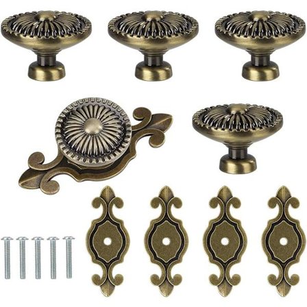 Skuffeskuffer, 5 stk møbelknotter, runde skuffeknotter, dørknotter, skapknotter (bronse)