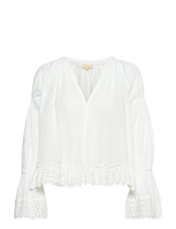 Cotton Slub V-Neck Blouse White By Ti Mo