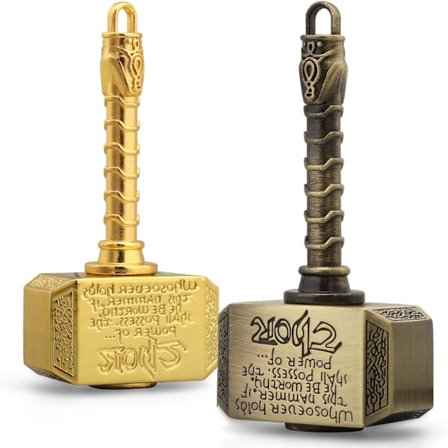 Fidget Spinner i messing, metallleker, gave til barn og voksne, Tors hammer Finger Hand Spinner (2-pakning)