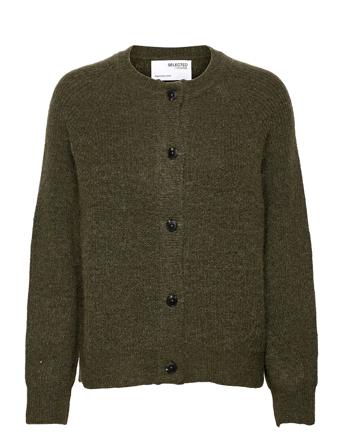 Slflulu Ls Knithort Cardigan Neuletakki Khaki Green Selected Femme