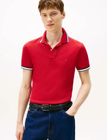 Tommy Hilfiger Cuff Interest Slim Fit Polo - Red - S