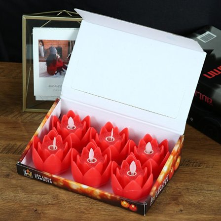 Lotus Lyselampe Ønskelampe RØD 1 LYS 1 LYS