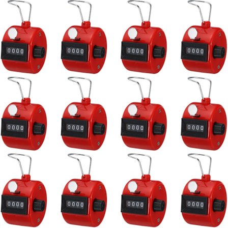 Räknare, räknare, 4-siffrig handräknare, handhållen liten träningsmaskin i plast (röd)